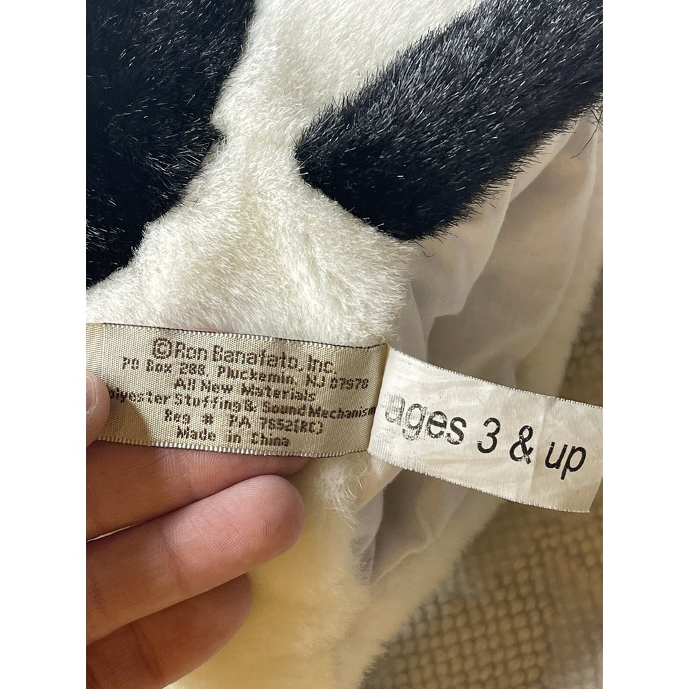 RBI Ron Banafato Cow Hand Puppet Plush Black White Spotted Sound Toy 11 Inch - Picture 4 of 6